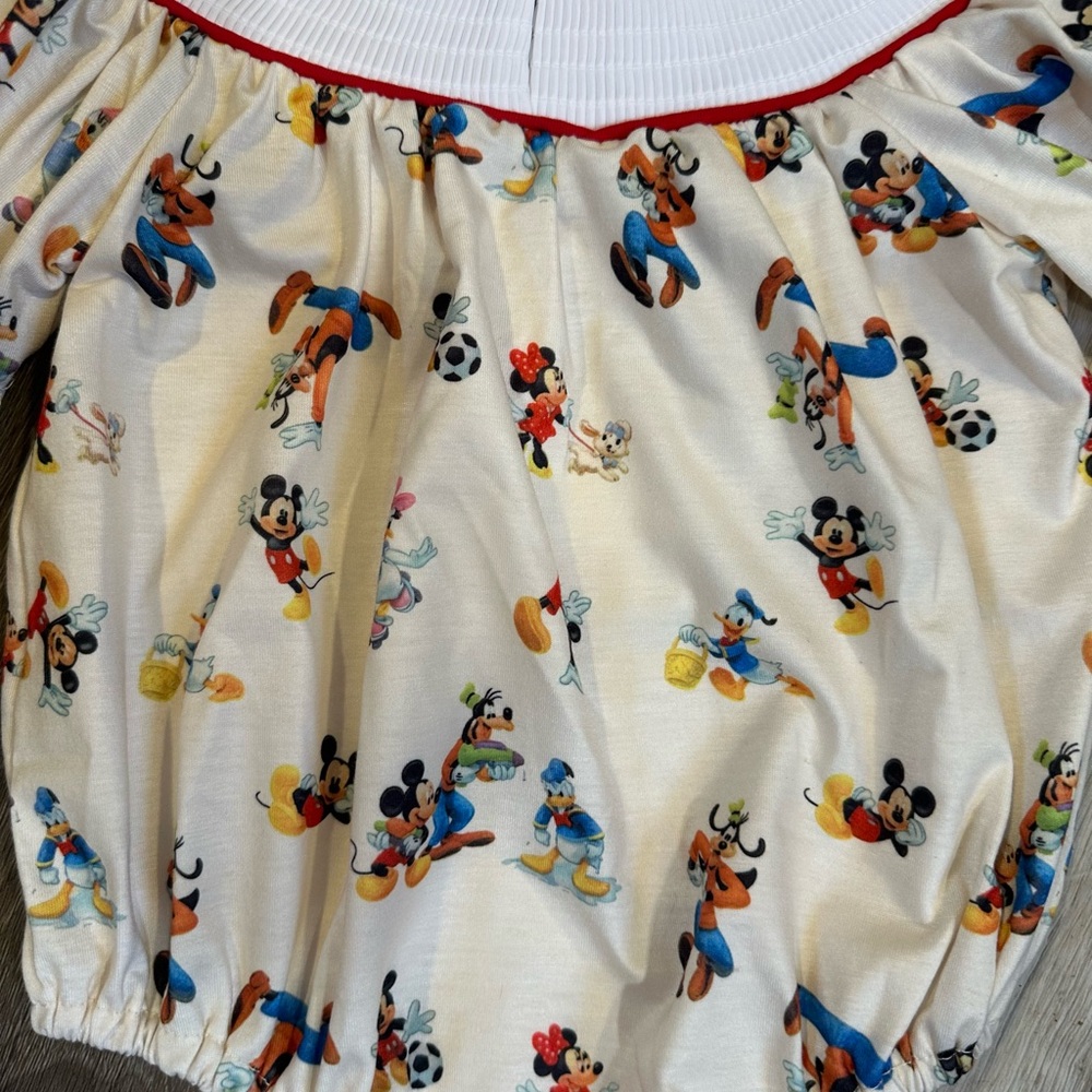 New   Smocked Mickey Romper - Picture 3 of 3